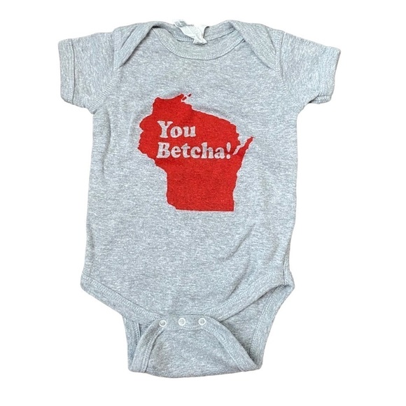 Rabbit Skins Wisconsin You Betcha Graphic Onesie Tee Size 12 Months - Picture 1 of 5
